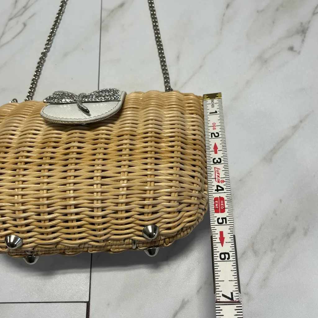 Gita Costa For Eliza Gray Wicker Shoulder Bag with DragonFly Crystal Tan - Image 9