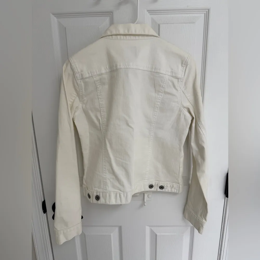 GAP White Denim Button Up Jacket Women’s Size S - Image 3