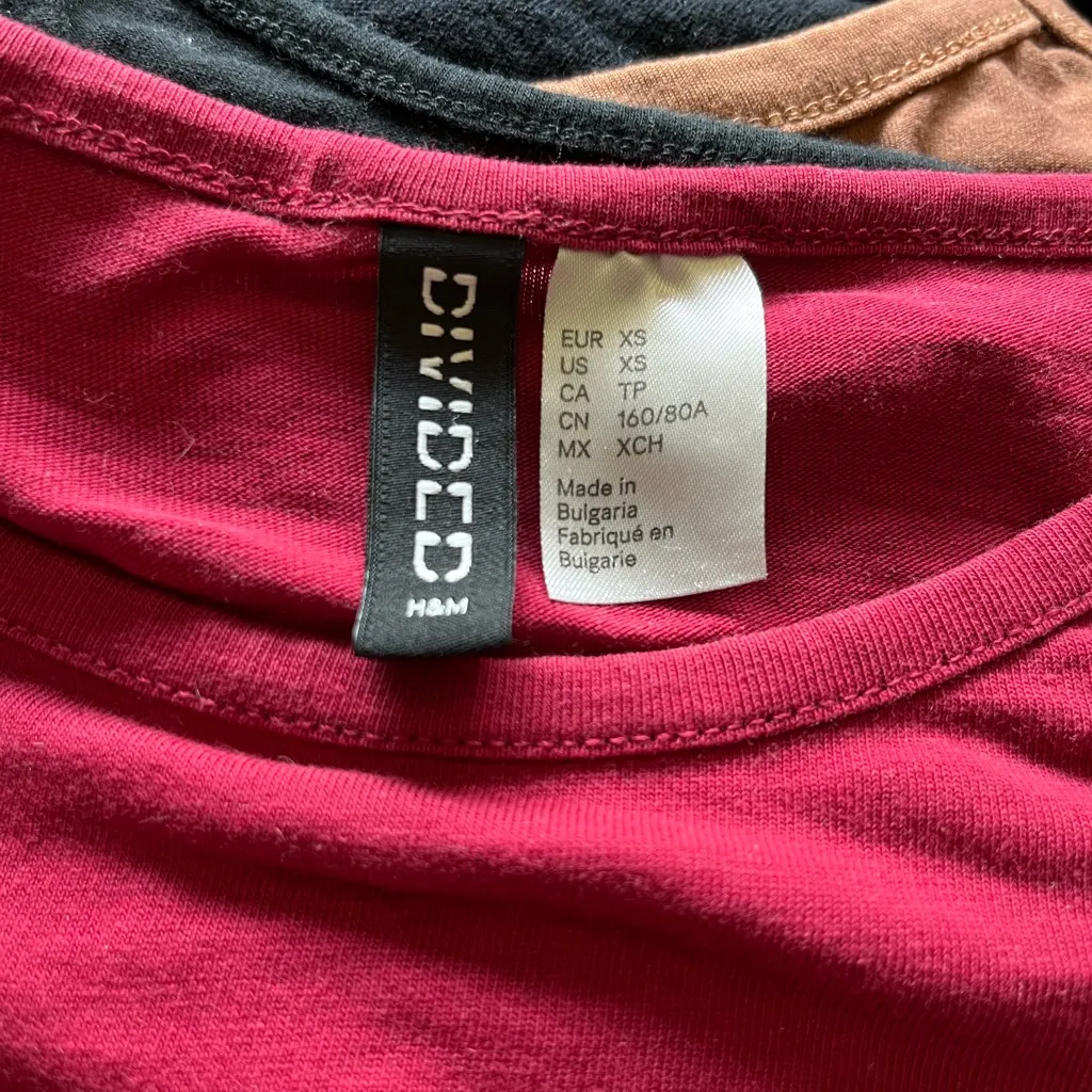 Divided Red Long Sleeve Tee Top With Straps Petite SZ XS Tight Summer Shirt - Image 11