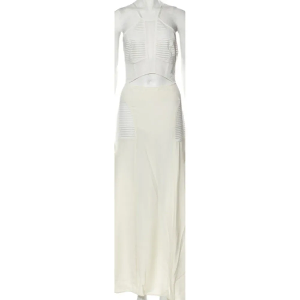 Silk Cutout Maxi Dress White Size L - Image 3