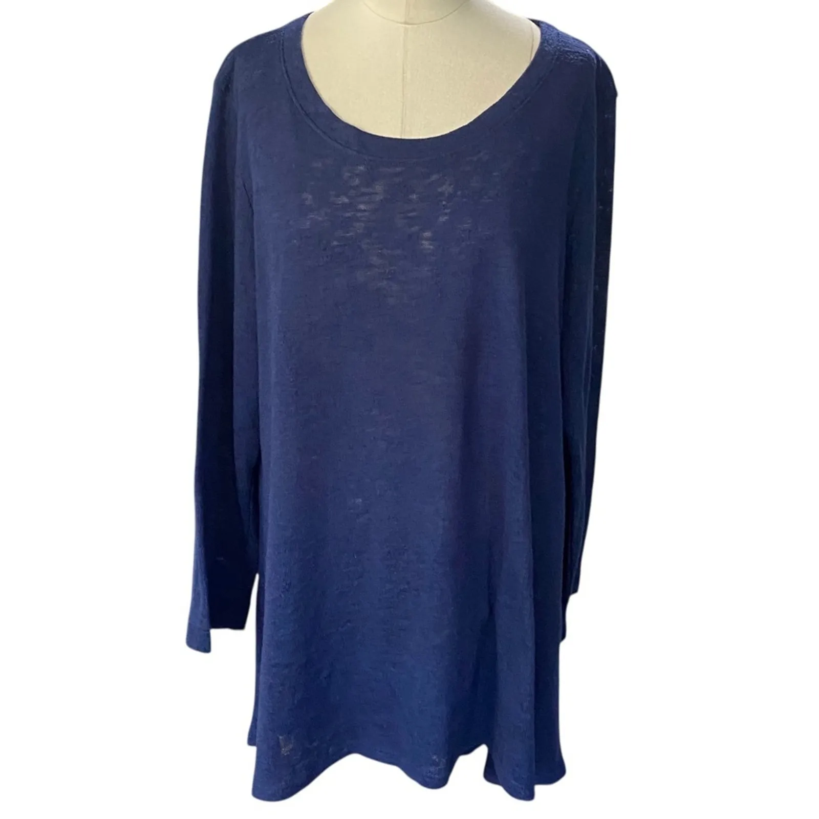 Soft Surroundings Women's Size Xl Blue Scoop Neck Casual Tunic Long Sleeve Top - Image 9