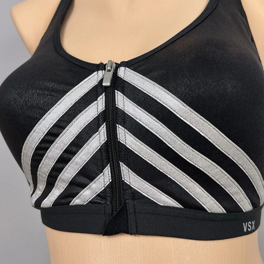 Victoria's Secret VSX Sport Sports Bra Size 34D Faux Leather Underwire Layered - Image 4