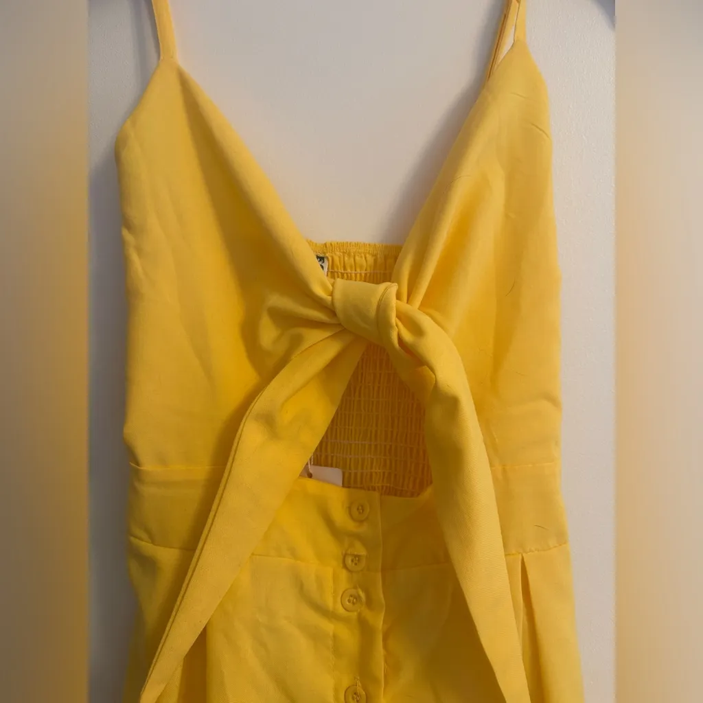 NWT Yellow Button-Down Dress with Bow Detail - Image 3