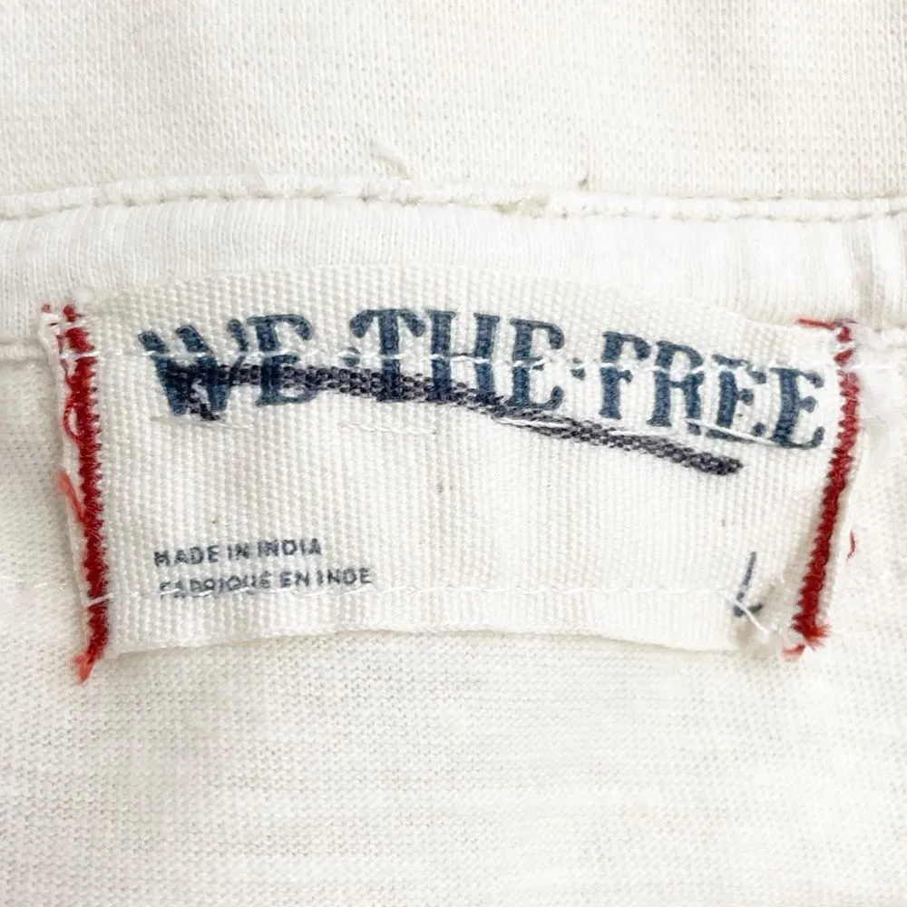 Free People Festival Ready Tee Crochet Sleeve Cream & Rust Knit Top Size Large - Image 12