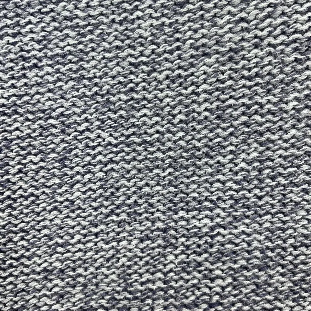 Vintage LL Bean Blue Gray Marled Chunky Cotton Notch Neck Pullover Sweater SMALL - Image 4