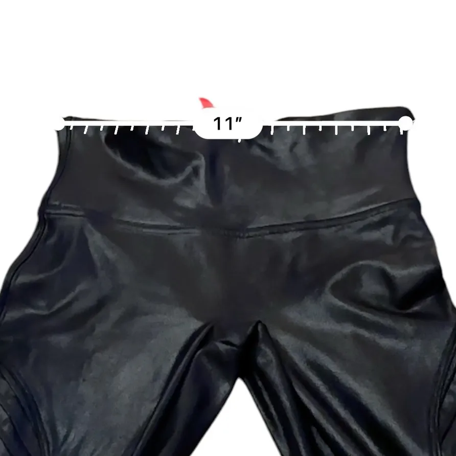 Spanx Black Faux Leather Moto Mid Rise Shaping Shapewear‎ Leggings Sz S - Image 11