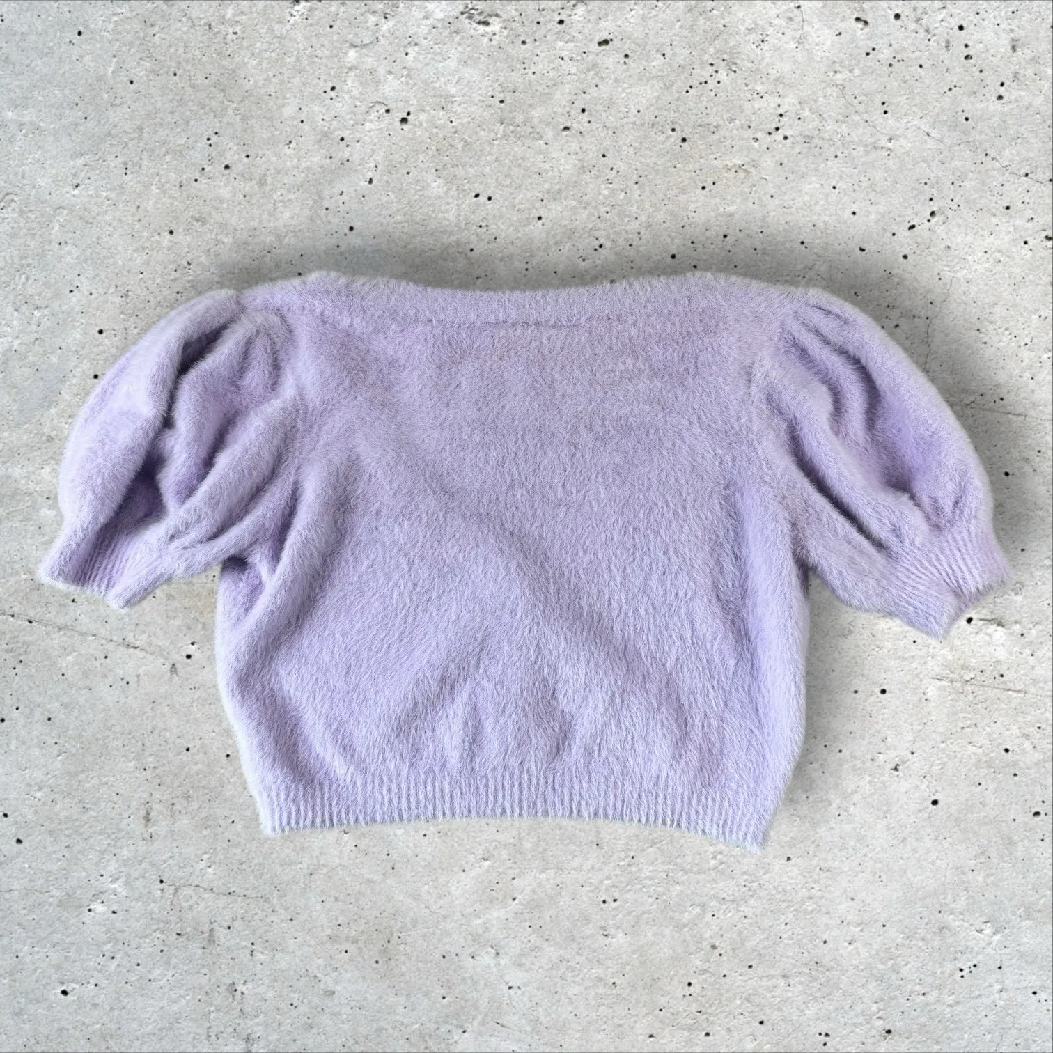 For Love and Lemons Devon Cropped Cardigan Sweater Purple Faux Mohair‎ Size XL - Image 6