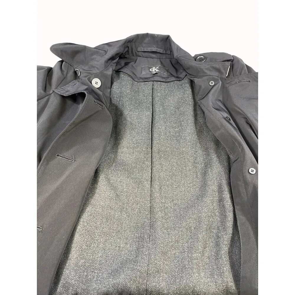 Calvin Klein Women's Black Long Trench Coat Size M SKU 5773 - Image 6