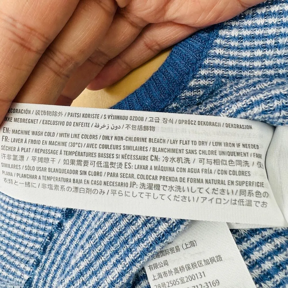 Abercrombie & Fitch (S) Womens Blue White Striped Stretchy Crop Top Tee Shirt - Image 11