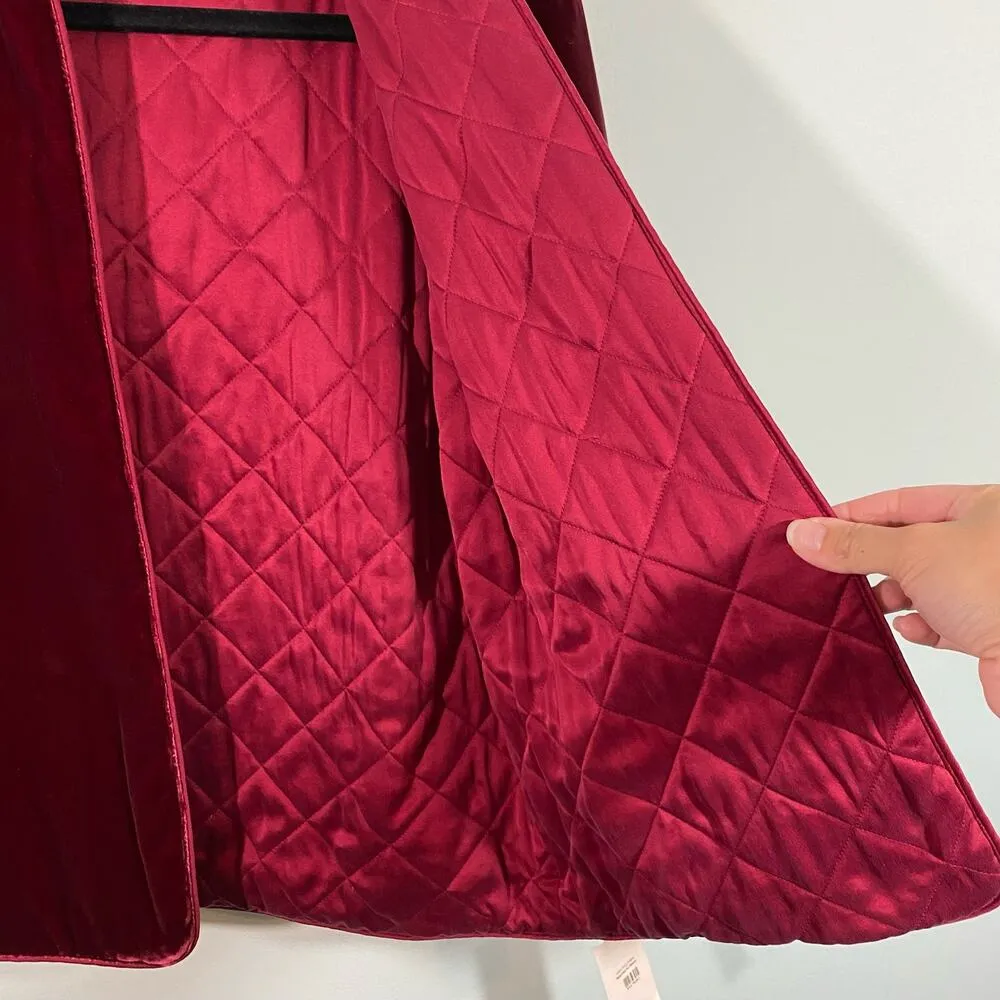 Vintage Bloomingdale's Women's Burgundy Velvet Open Front Jacket Size S NWT - Image 8