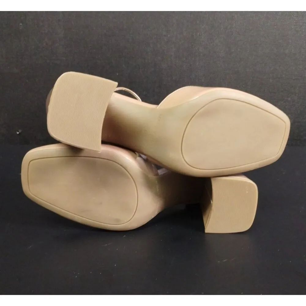 Marc Fisher Women's Tan T-Strap Block Heels Size 7.5M SKU 2100 - Image 5