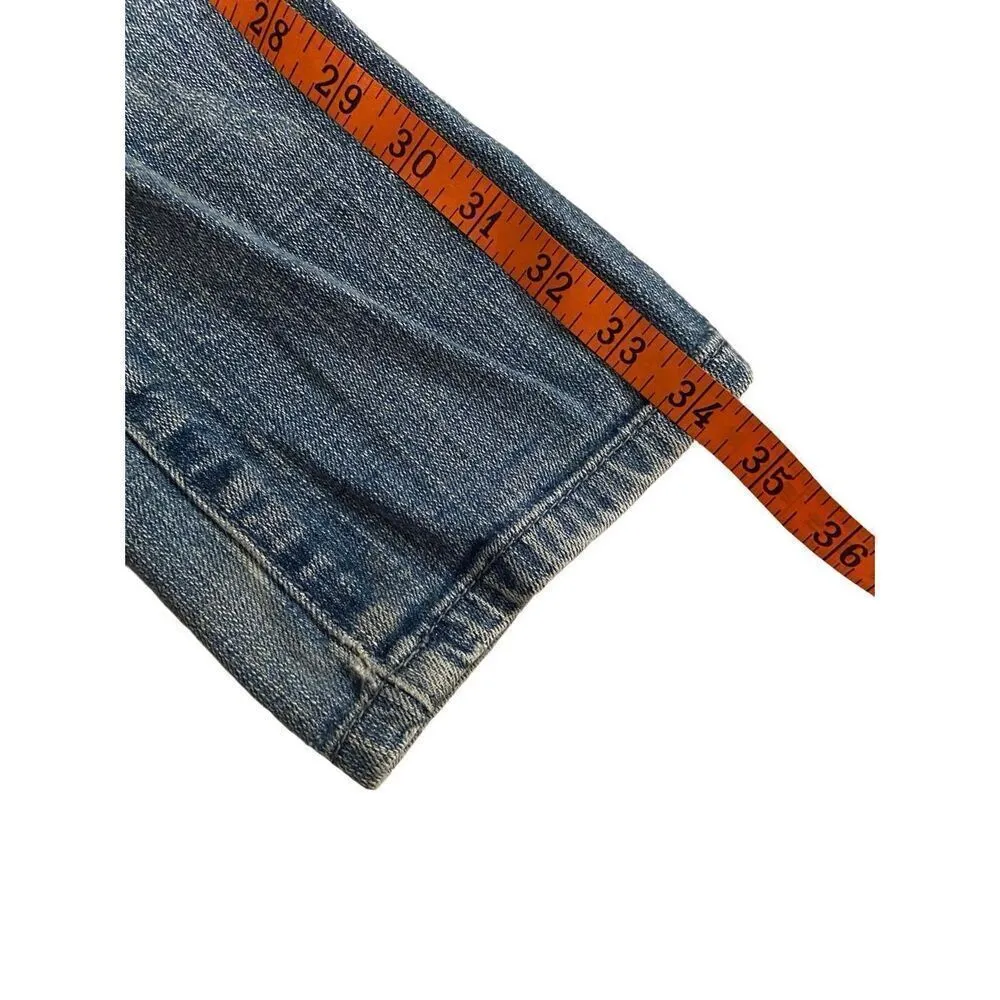 Delias Morgan Low Rise Distressed Jeans Straight Leg Medium Wash Denim Blue Size 4 - Image 9