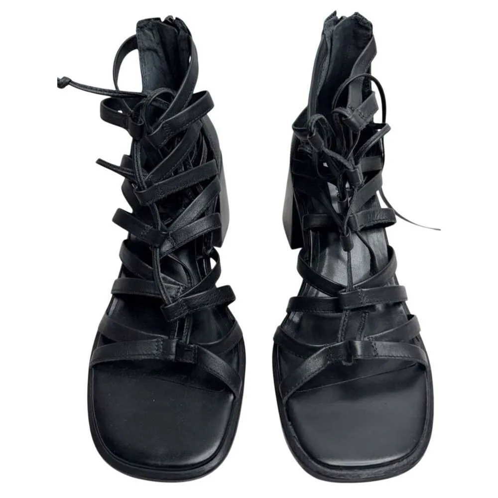 Steve Madden Strappy Sandals Size 8.5 Black Leather Cherri‎ Open Toe Block Heel - Image 7