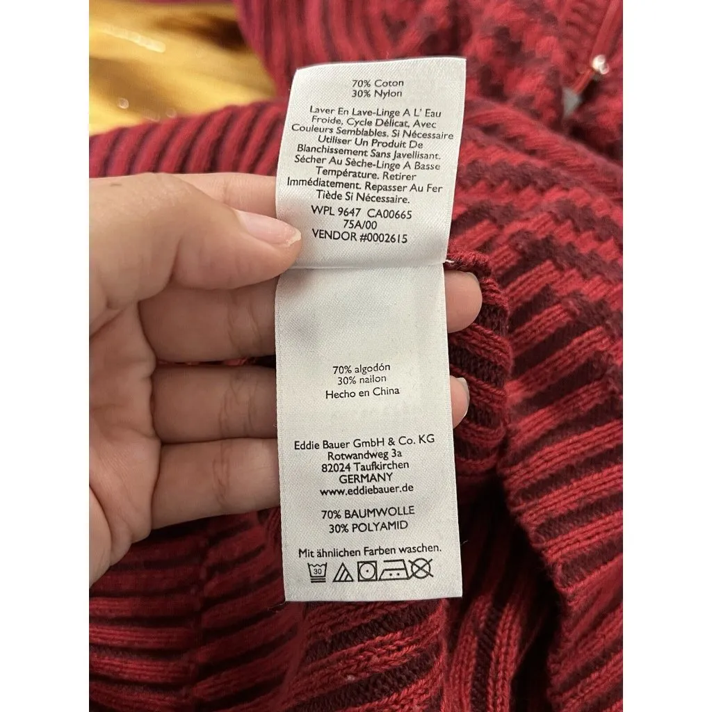 Eddie Bauer Sweater Women's‎ Size Small Red Hooded 1/4 Zip Soft Ribbed Knit City - Image 11