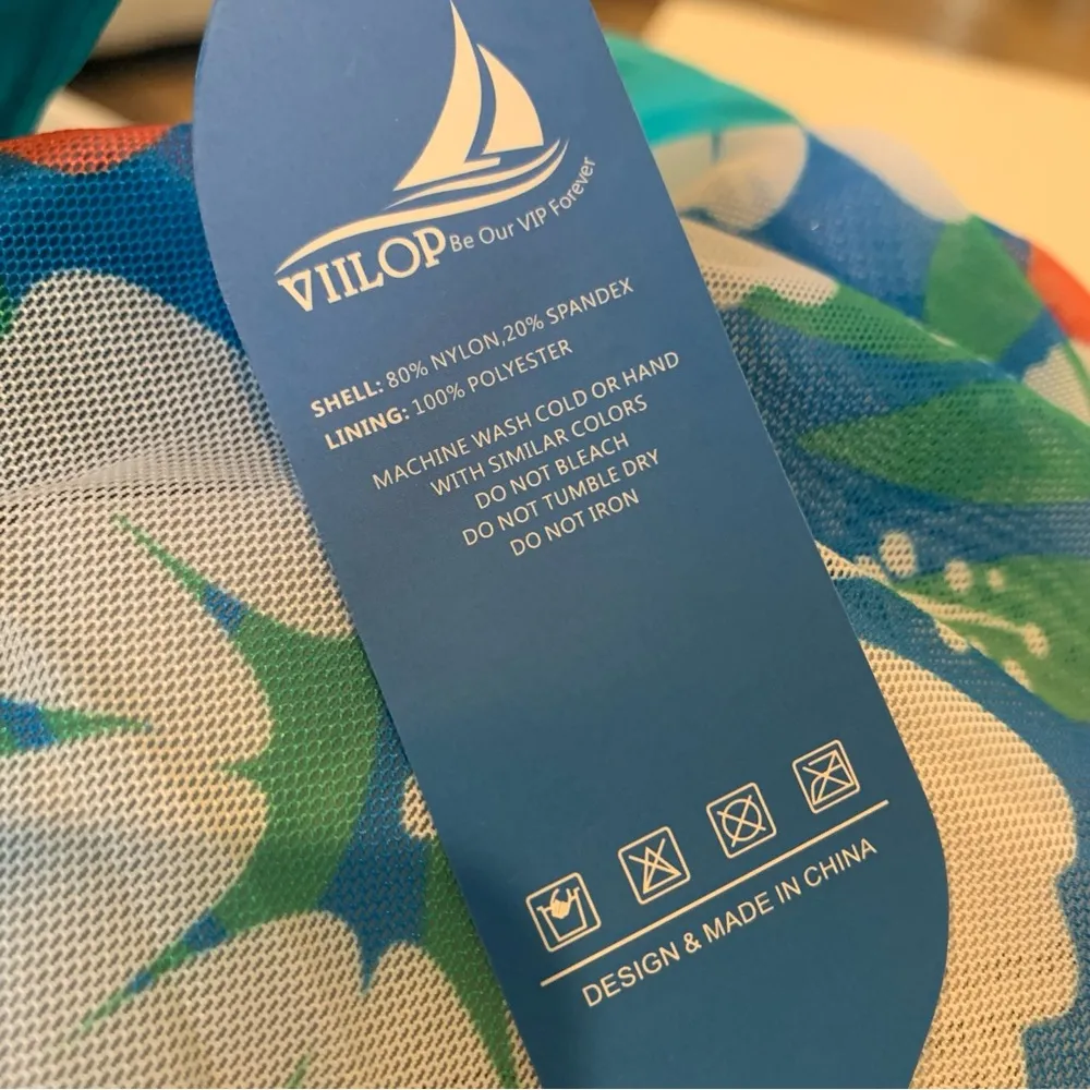 Blue Two Piece Swimsuit Skirt Mesh Bikini Top NWT Size 2XL - Image 11