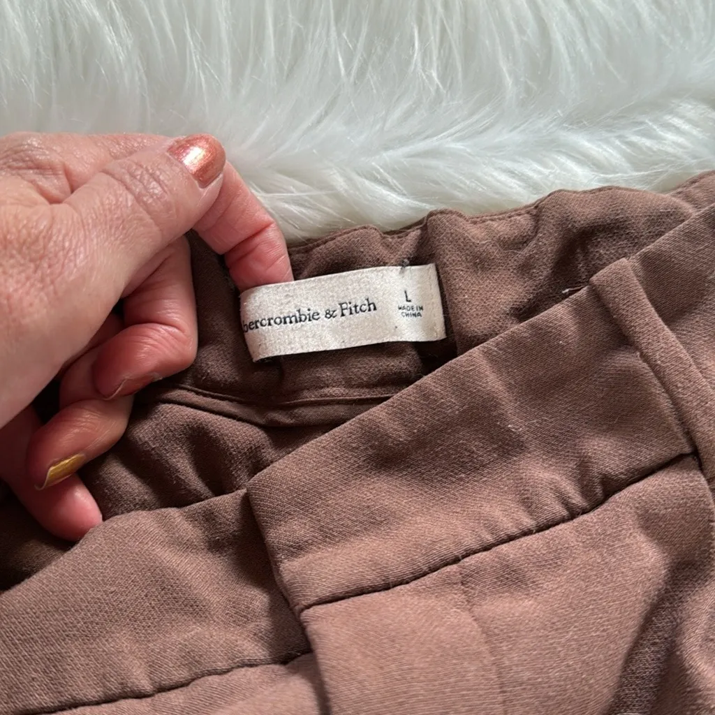 Abercrombie Brown Front Pleat Ultra Wide Leg Trousers - Image 5