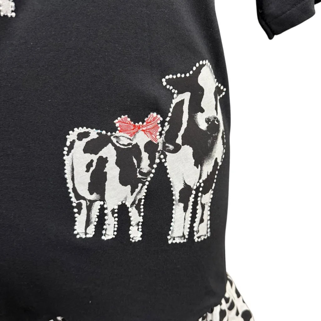 Vintage Jerzees Black Cow Print T-Shirt Dress Size XL - Image 3