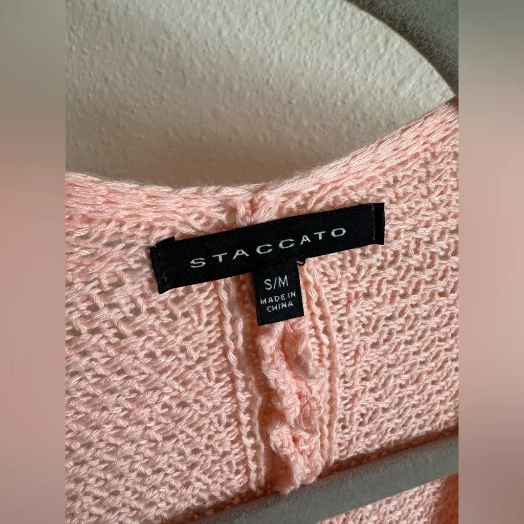 STACCATO Peach Open-Front Perforated Cardigan. - Image 3