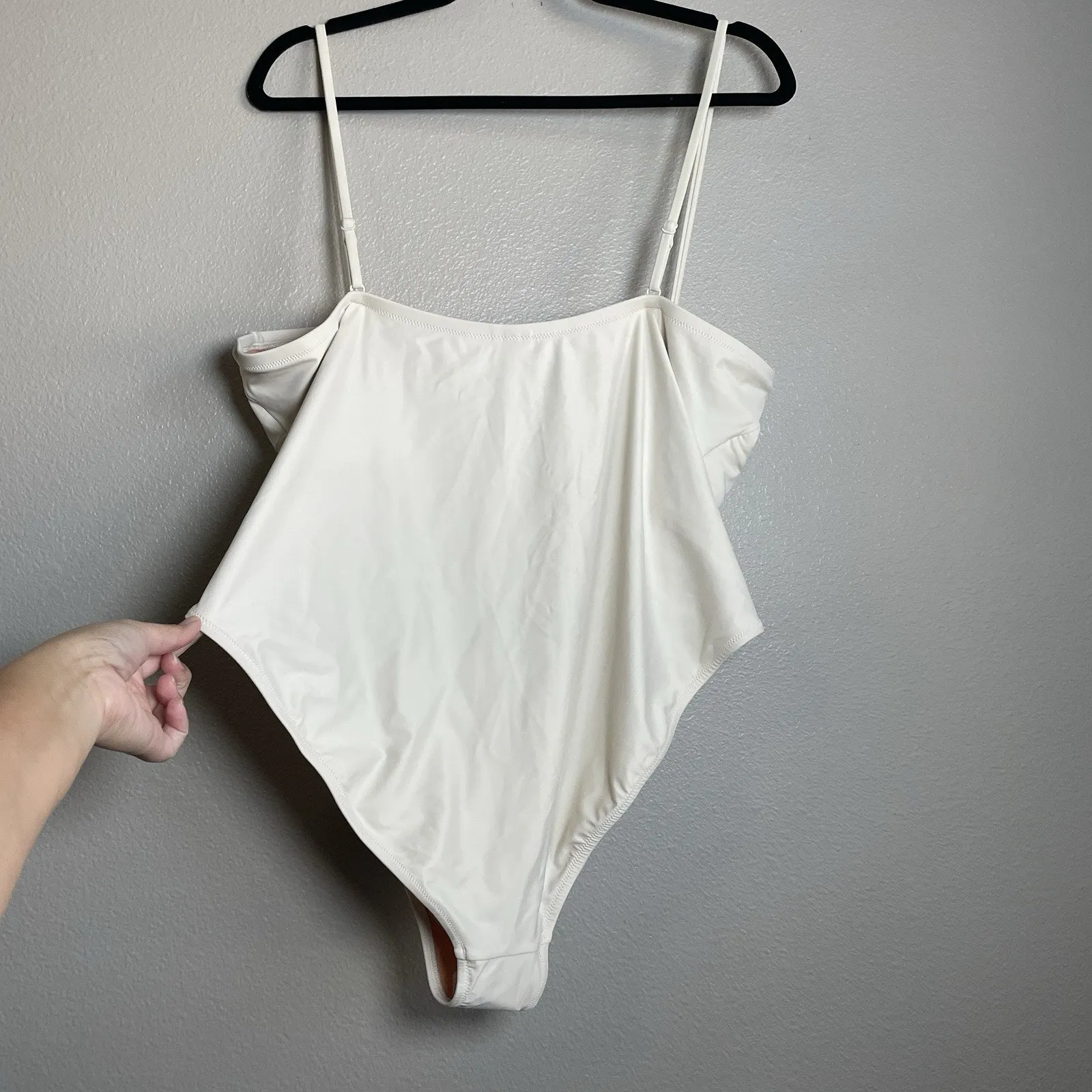 J Crew Women One Piece Swimsuit Size 20 Square Neck Ivory Pool Beach Summer - Image 5