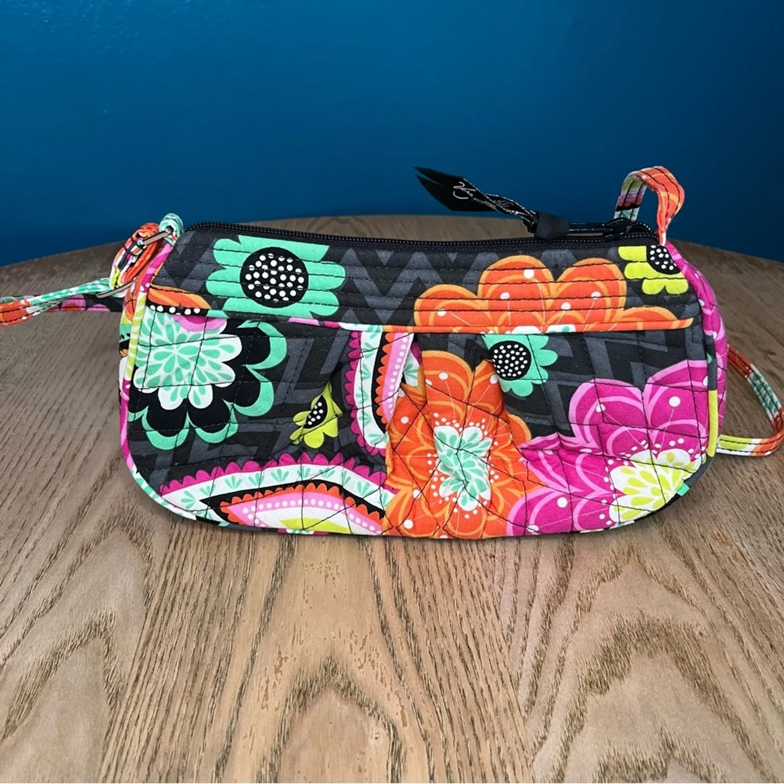 Vera Bradley Ziggy Zinnia Frannie Crossbody Purse Bag Pink Orange - Image 2