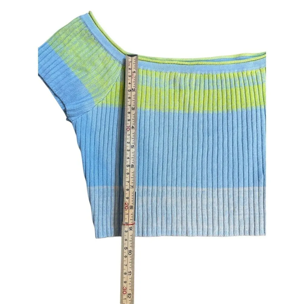 Daily Practice by Anthropologie Tuvalu Cropped Sweater Sz XS Green Blue - Image 7