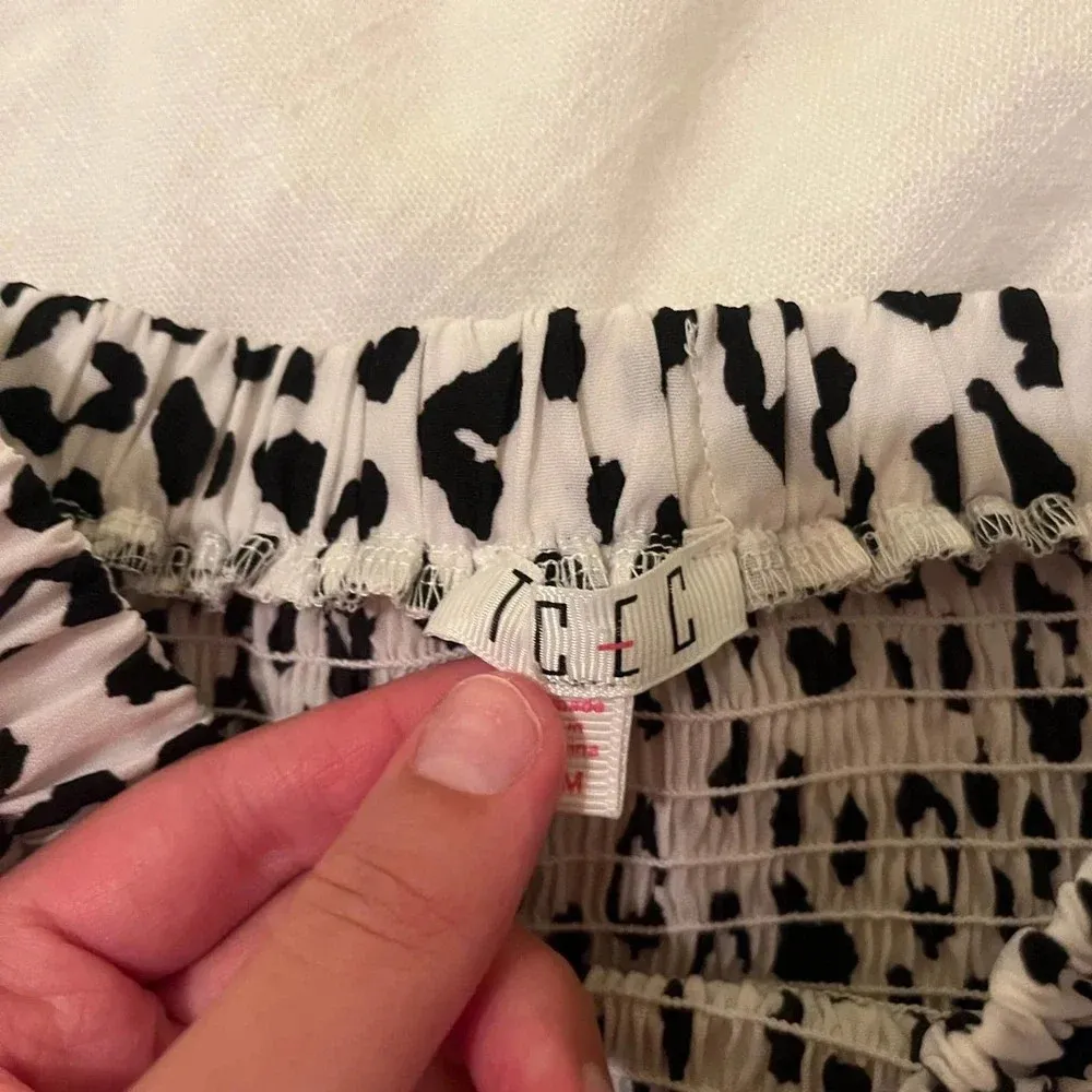 tcec black white leopard print gameday ruffle tube top medium - Image 2