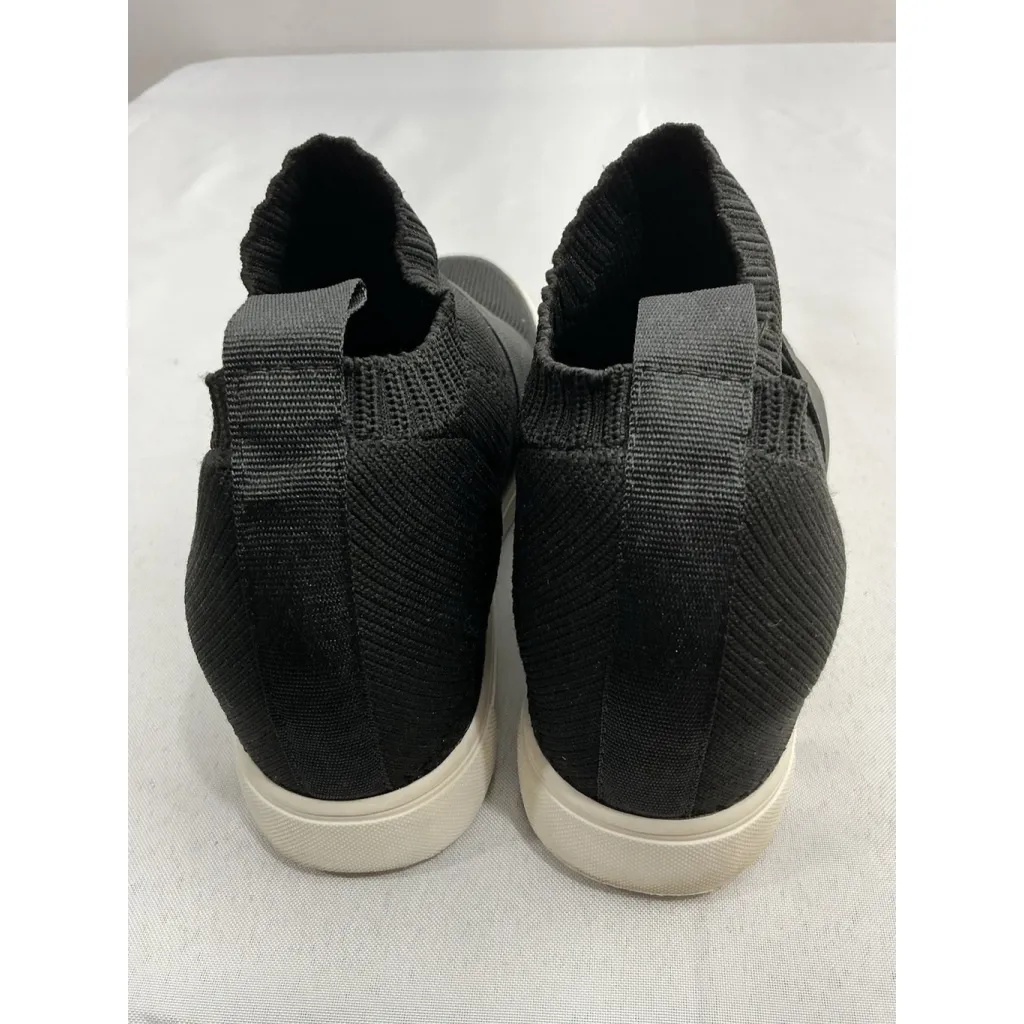 Womans Material Girl Pull On High Top Fashion Sneakers 9 Black Stretch Wedge - Image 5