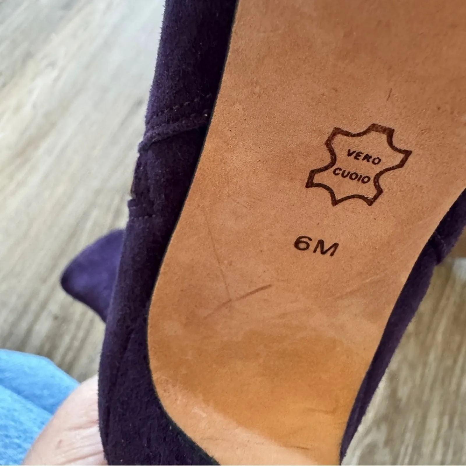 Joan & David Purple Suede Leather Stiletto Heel Ankle Boots Womens 6 Fall Luxury - Image 6