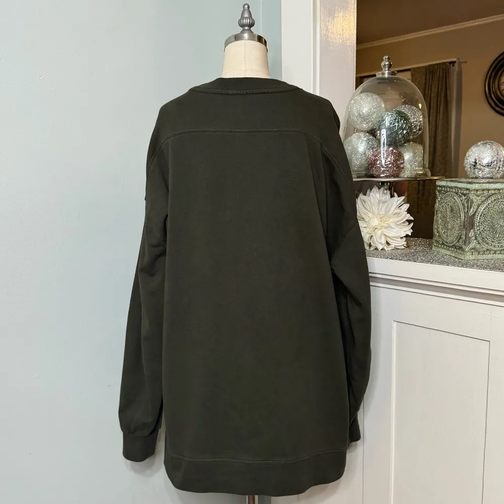 Lululemon Perfectly Oversized Crew Sweatshirt Dark Olive Green Size 12 - Image 7