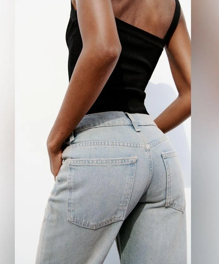 Zara TRF HIGH WAIST Metal RING TRIM JEANS Size 4 NEW - Image 11