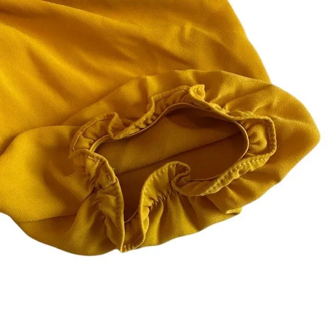 Nanette Lepore Smocked Peplum Top‎ Ruffle Square Neck Yellow Blouse Size XS - Image 10