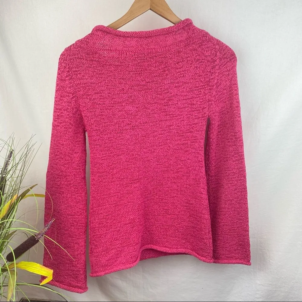 Dana Buchman Hot Pink long Sleeve Cowl Neck Knit Sweater S - Image 3