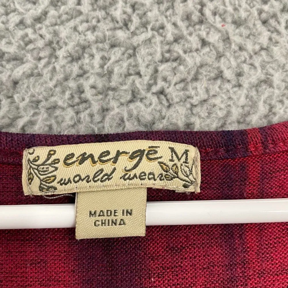 Energe World‎ Wears Women M Red Purple Boho Tunic Blouse Size M - Image 5