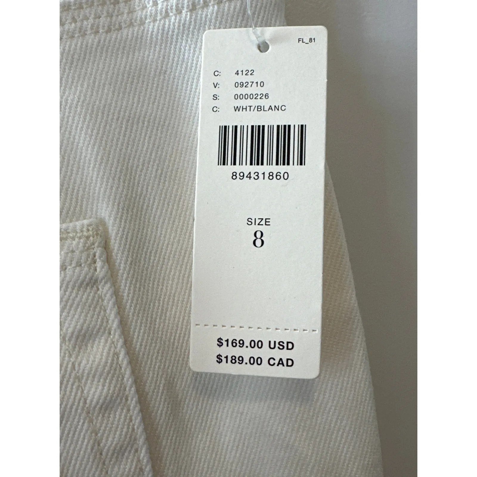 Good American NWT Good ‘90s Carpenter High Rise Wide Leg Jeans – White – Size 8 - Image 6