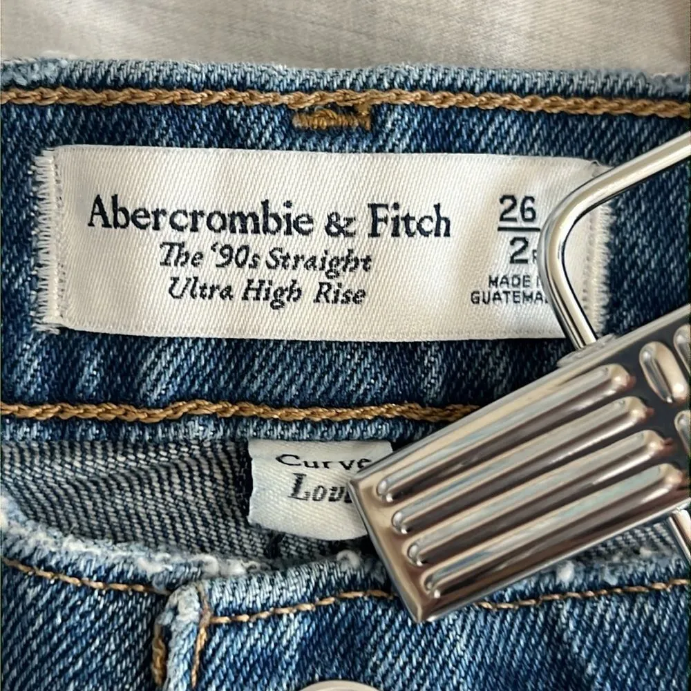 Abercrombie & Fitch 90s Straight Leg Jeans Curve Love Size 26 - Image 7