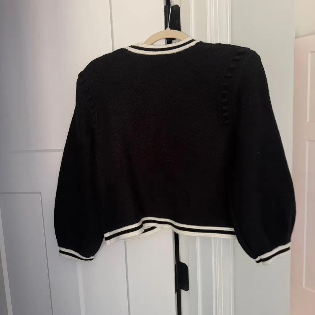 NWT L’Agence Kaito contrast trim black white cropped cardigan - Image 5