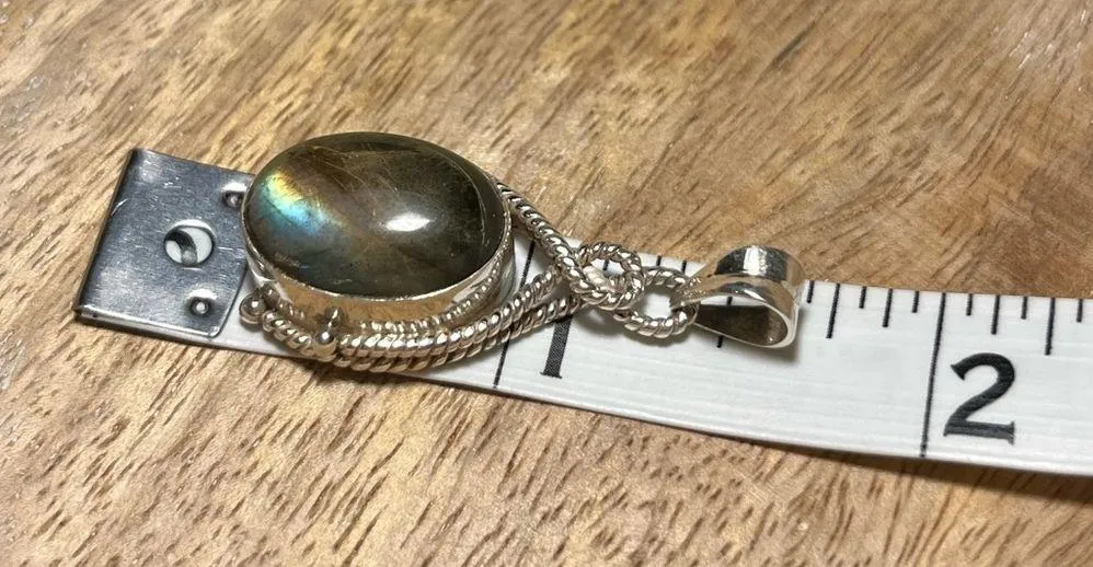 Labradorite Rope Detail 925 Sterling Silver Pendant - Image 16