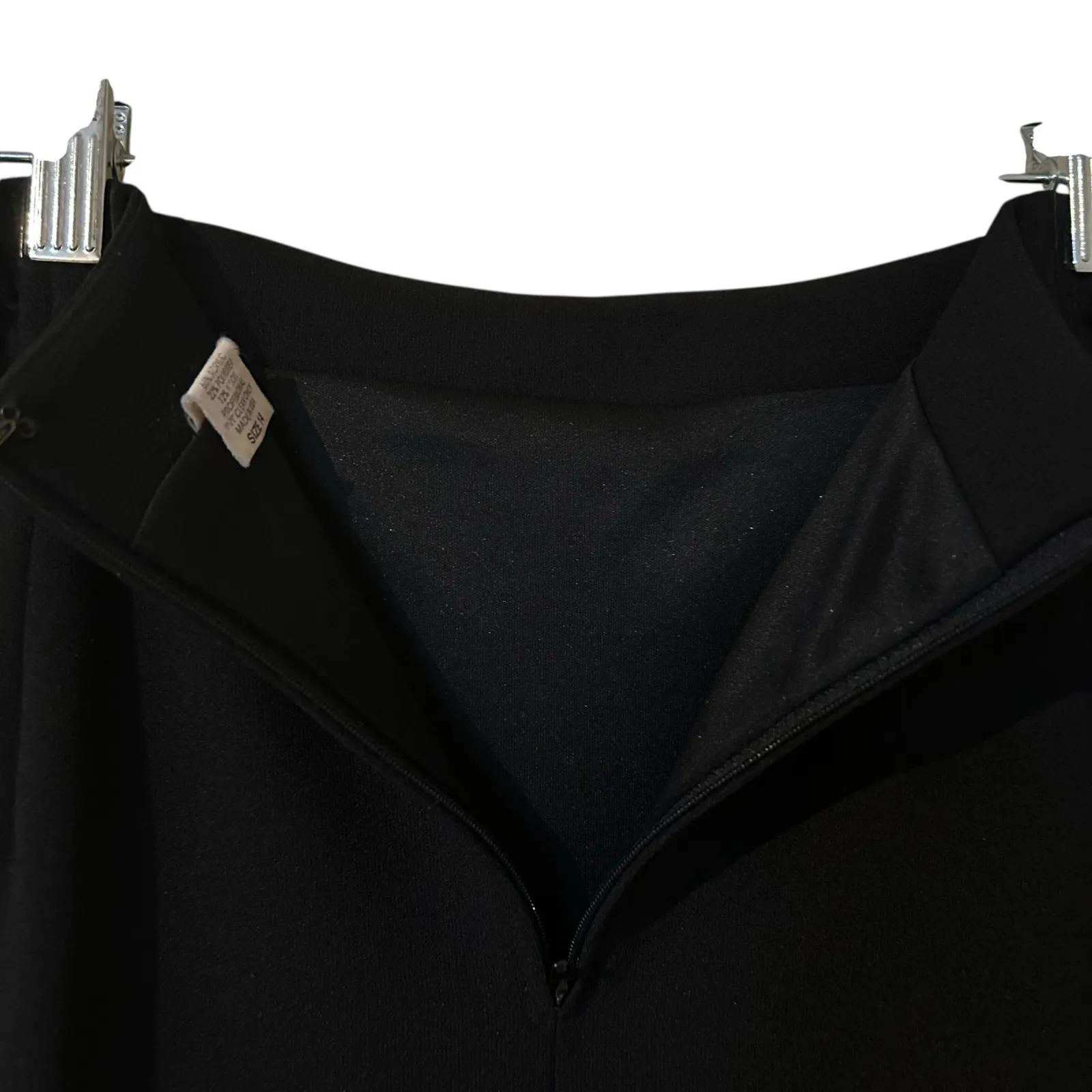 SOLINI Skirt Black VTG Lined Beaded Tassel Hem Zip Back Elastic Sides SZ 14 USA - Image 5