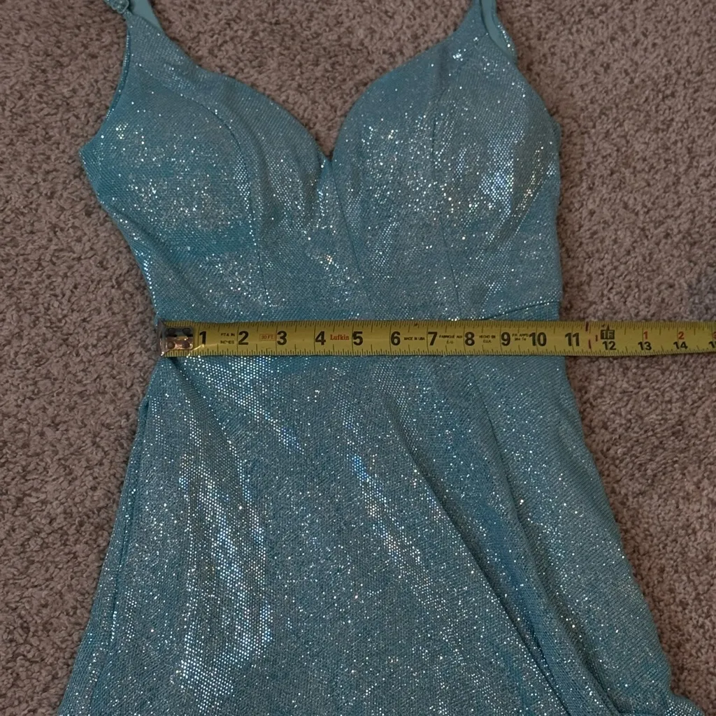 B Darlin Aqua Glitter Formal Gown | Holiday Party • Prom Winter Wedding Size 1/2 - Image 7