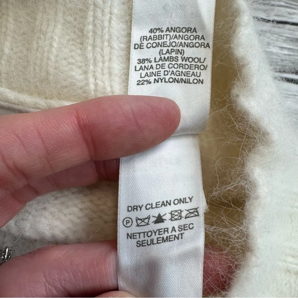 Liz Claiborne Women Mock Neck Sweater M Med Medium Angora Lambs Wool Ivory Cream - Image 8