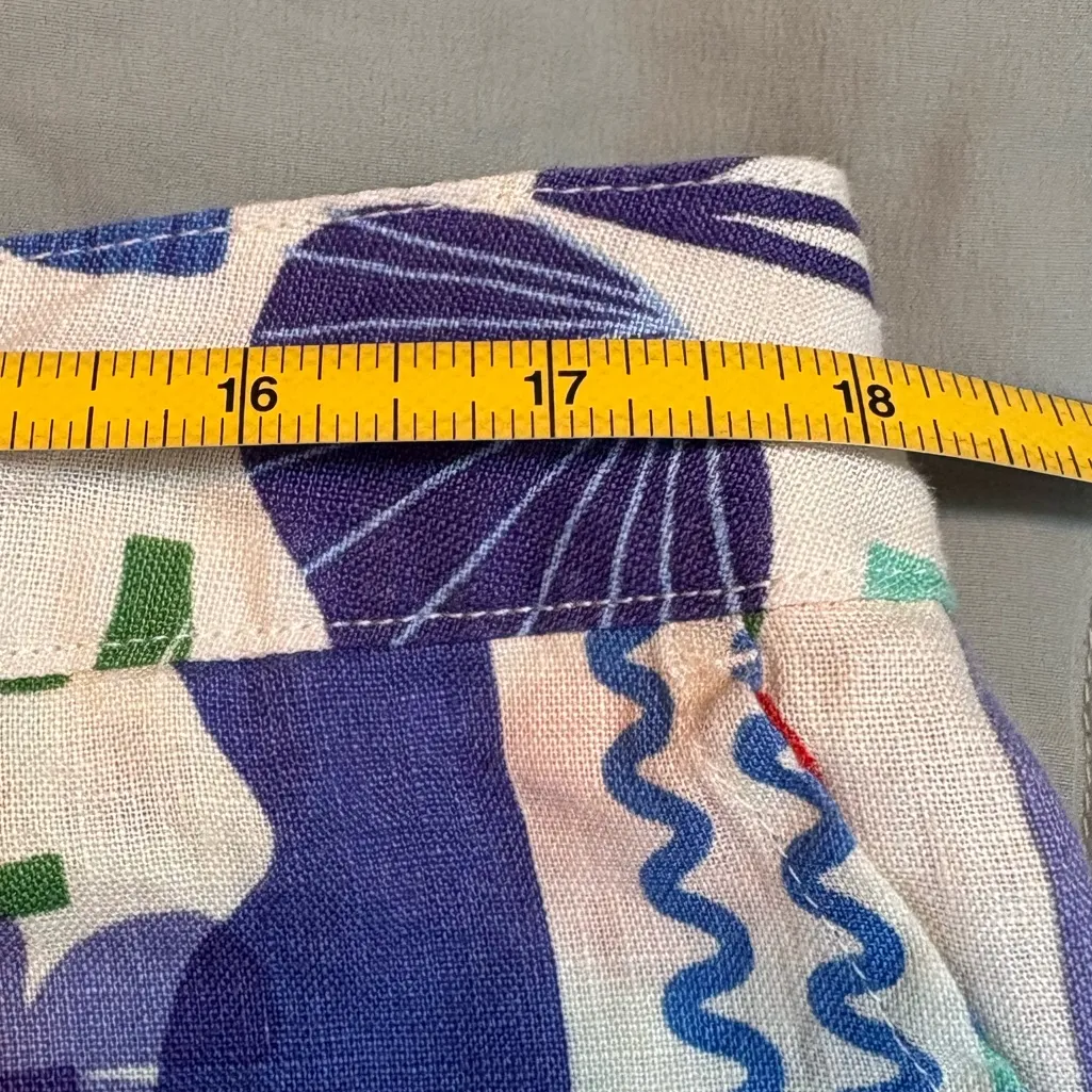 Artonomo Creative Colorful Abstract Print 100 Percent Linen‎ Shorts Size XL EUC Blue - Image 5