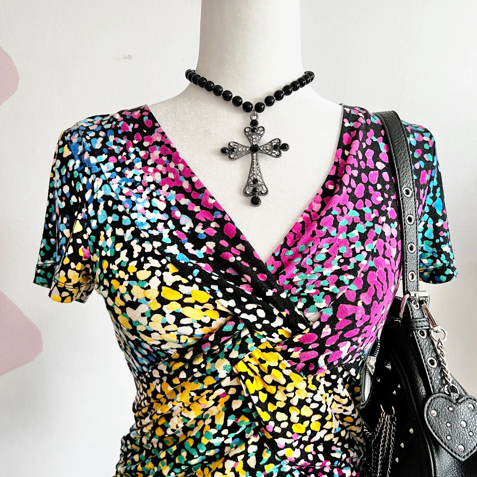 Colorful Babydoll‎ Top, Playful, Retro, Vintage, Boho, Whimsical, Y2K, Small - Image 2