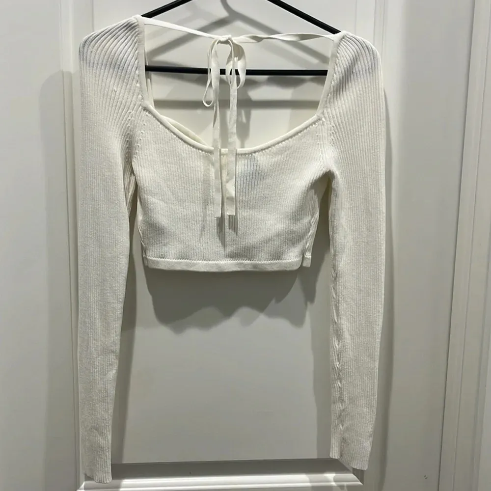 Revolve Significant Other Dacia Knit Long Sleeve Cropped Top in Cream Sz 4 White - Image 10