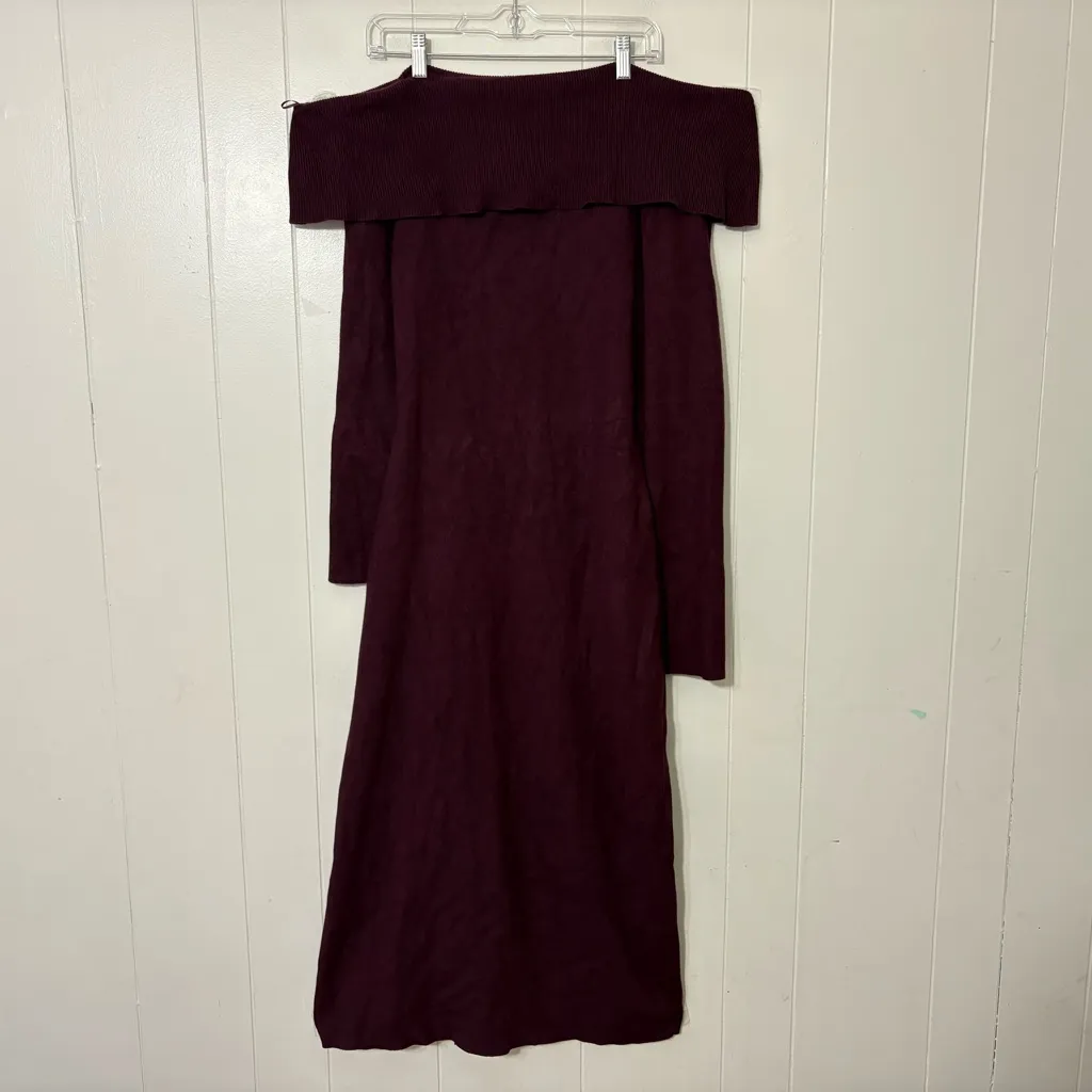 Pretty Lavish Payton Asymmetric Bardot Knit Wine Size Off - Image 5