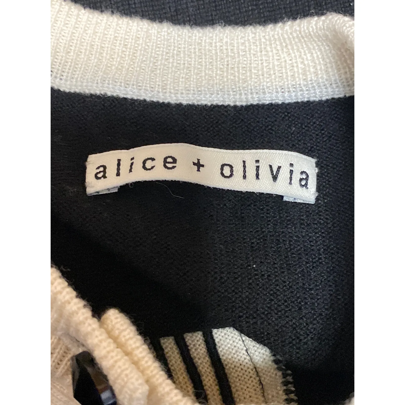 Alice + Olivia 100% Wool Silk Tuxedo Long Sleeve Button Cardigan Sweater Top S - Image 3