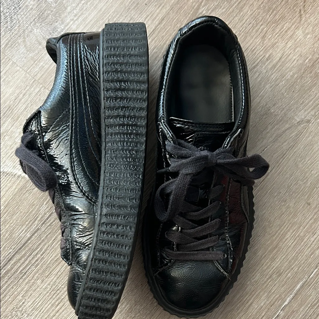 PUMA X FENTY Rihanna Creeper Black Patent Leather Women's Sneakers - Image 5