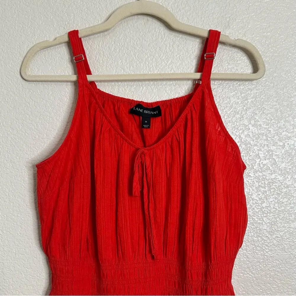 NWT Lane Bryant Scarlet Red Shirred-Waist Cami Tank Top, Size 16 - Image 3