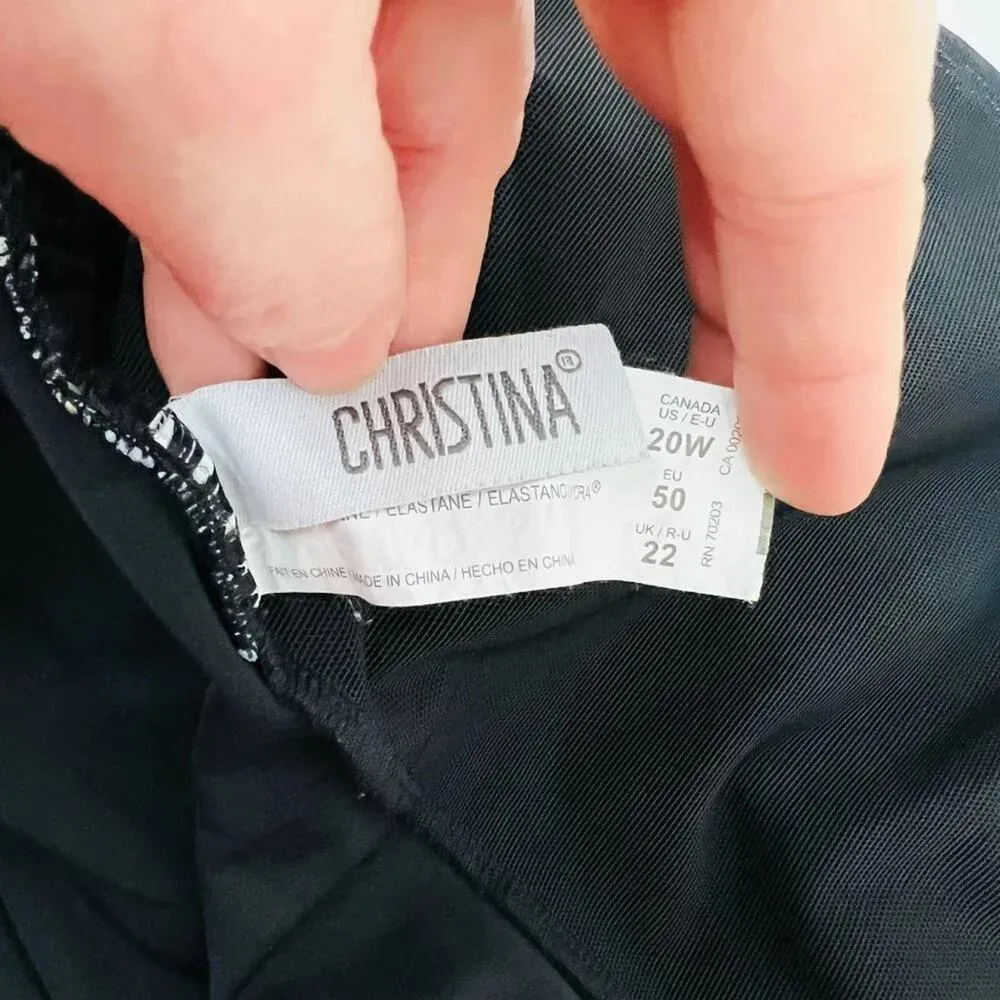 Christina One Piece Swimsuit Size 20W Side Tie Faux Wrap Flattering Built in Bra Black - Image 5