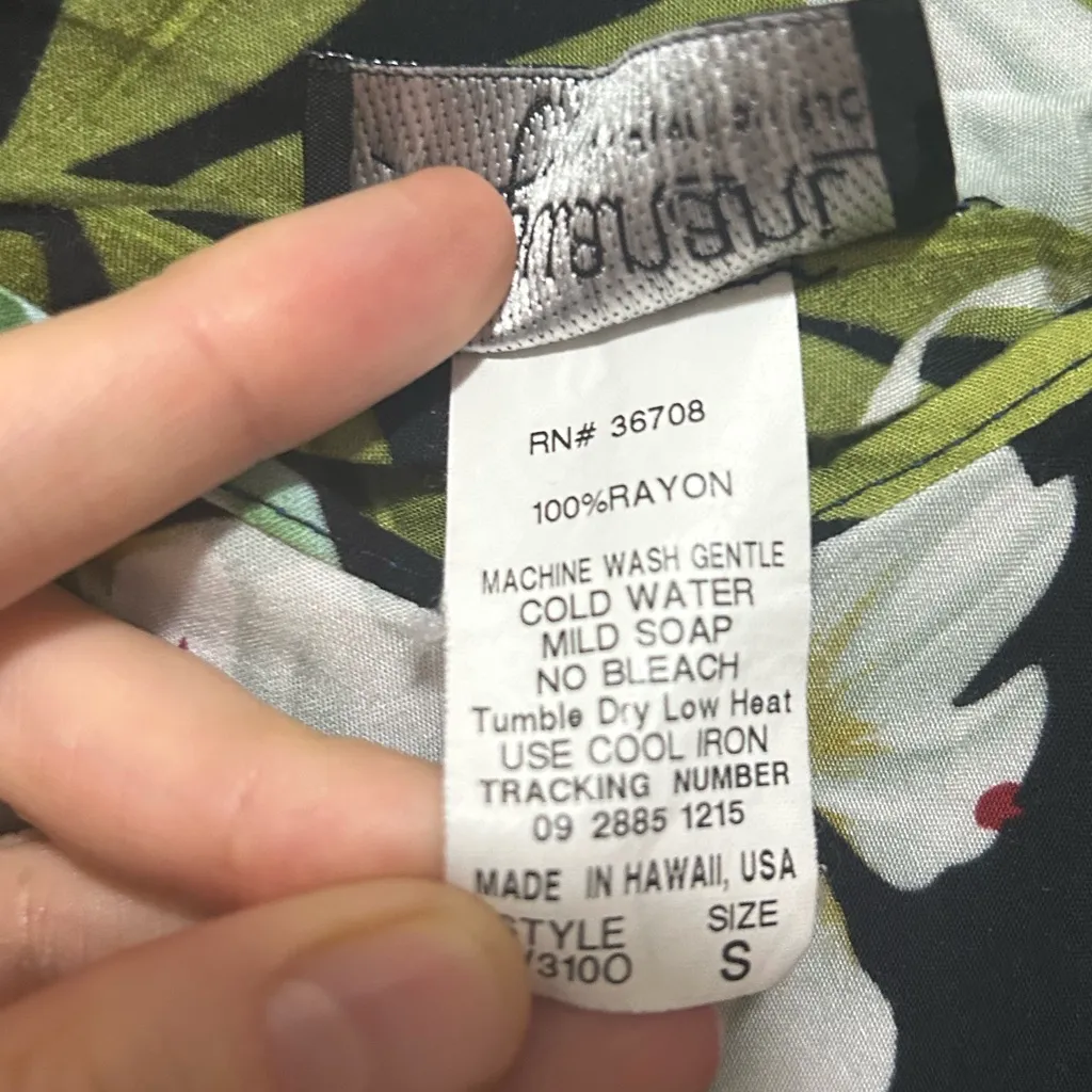 Puanani Floral Hawaiian Super Soft Rayon Midi Dress Size Small Black - Image 4