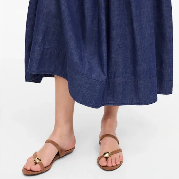 Madewell The Mila Organic Hardware Thong Slide Sandal Cognac Brown Suede 6.5 - Image 4